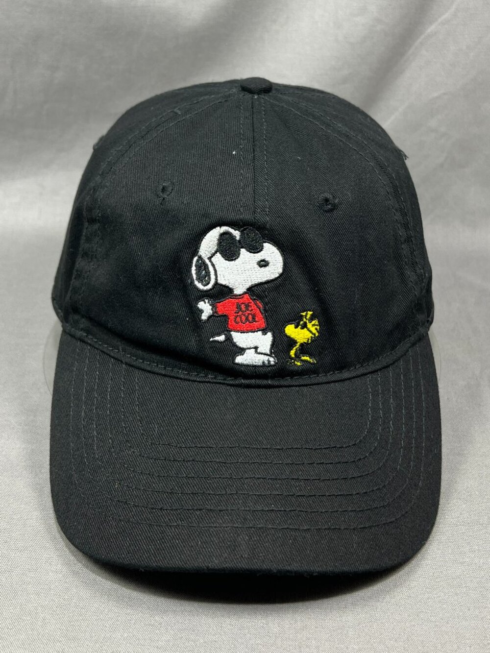 Snoopy Joe Cool Woodstock Peanuts Strapback Hat Black Dad Cap Adjustable Adult